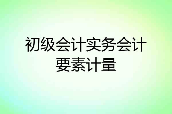 初级会计实务会计要素计量