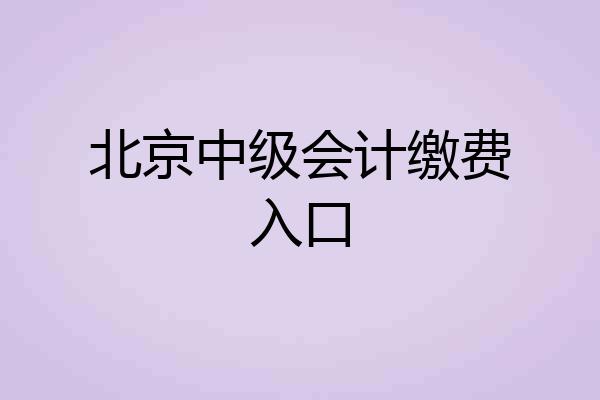 北京中级会计缴费入口