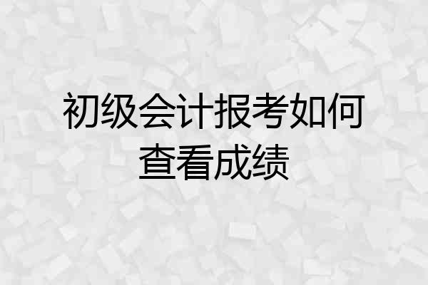 初级会计报考如何查看成绩