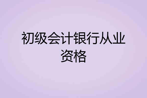 初级会计银行从业资格