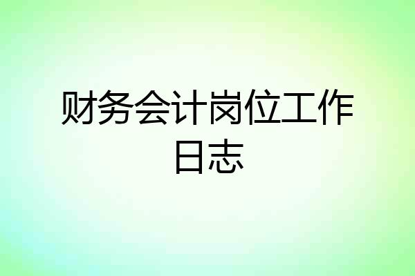 财务会计岗位工作日志