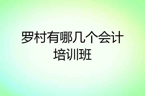 罗村有哪几个会计培训班
