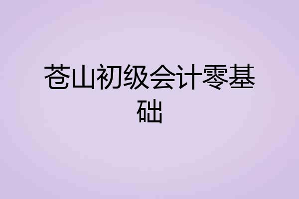 苍山初级会计零基础