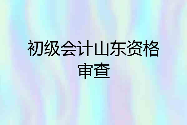 初级会计山东资格审查