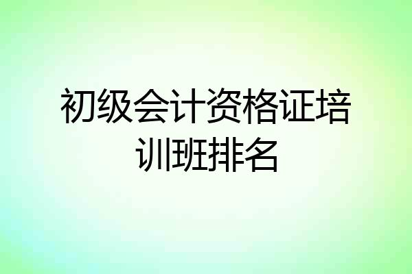 初级会计资格证培训班排名