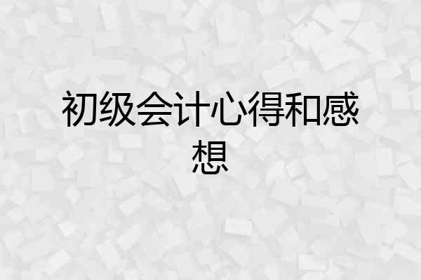 初级会计心得和感想