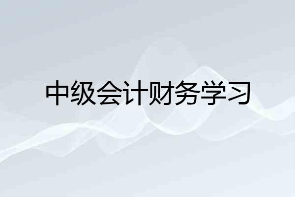 中级会计财务学习