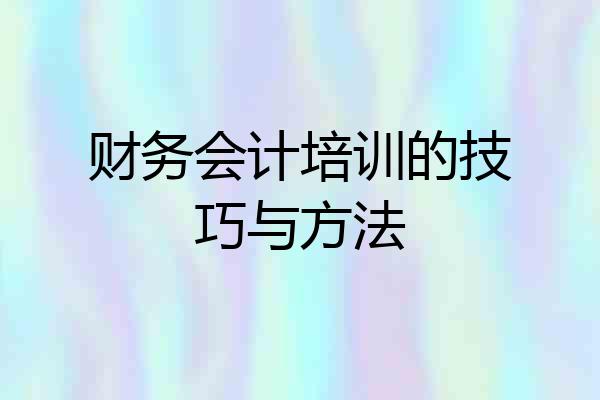 财务会计培训的技巧与方法