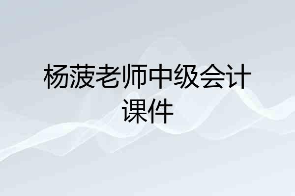 杨菠老师中级会计课件