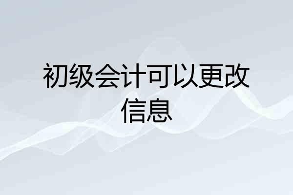 初级会计可以更改信息