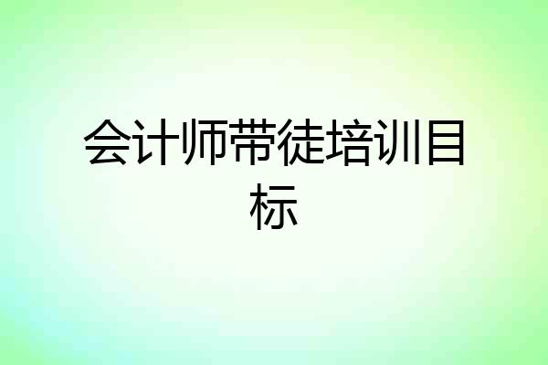 会计师带徒培训目标