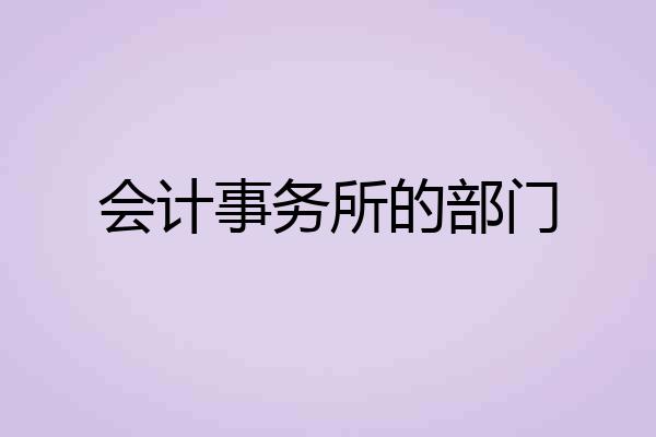 会计事务所的部门