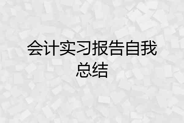 会计实习报告自我总结