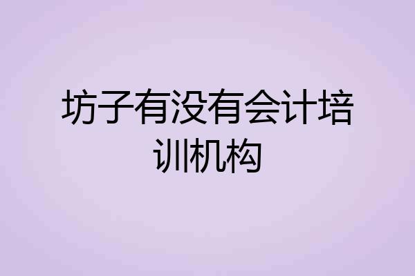 坊子有没有会计培训机构