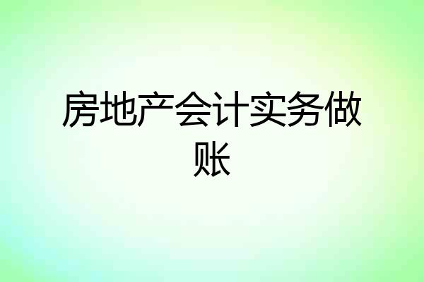 房地产会计实务做账