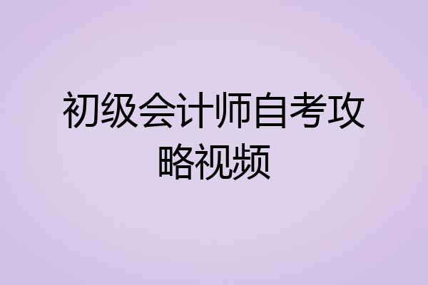 初级会计师自考攻略视频