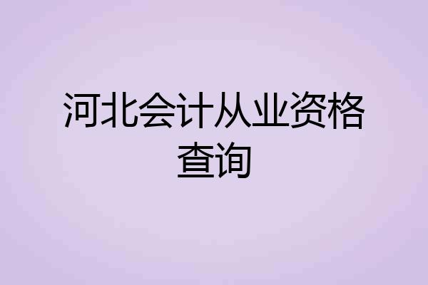 河北会计从业资格查询