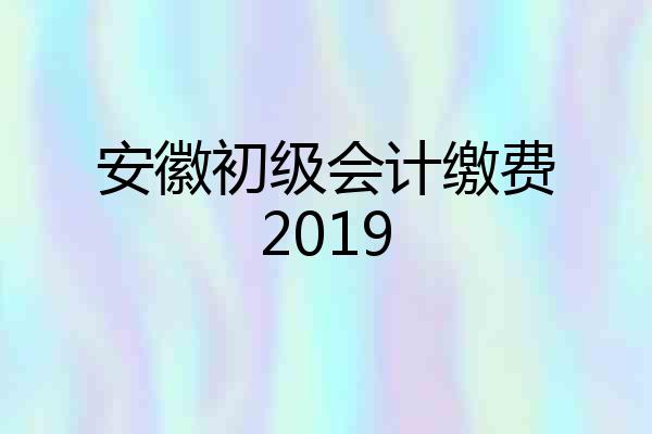 安徽初级会计缴费2019
