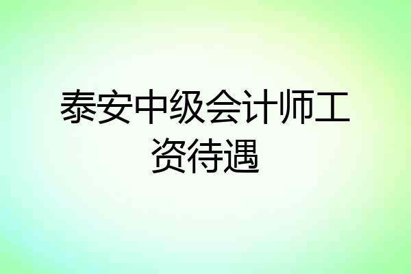 泰安中级会计师工资待遇