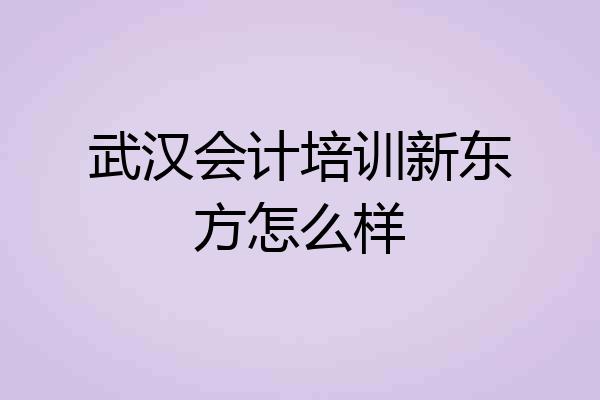 武汉会计培训新东方怎么样