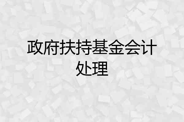 政府扶持基金会计处理