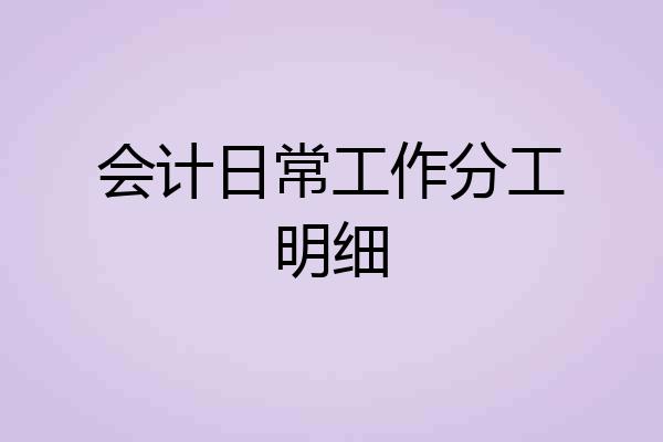 会计日常工作分工明细