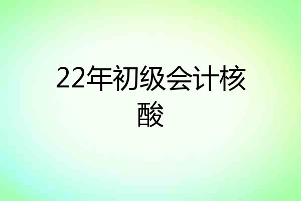 22年初级会计核酸