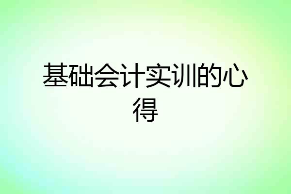 基础会计实训的心得