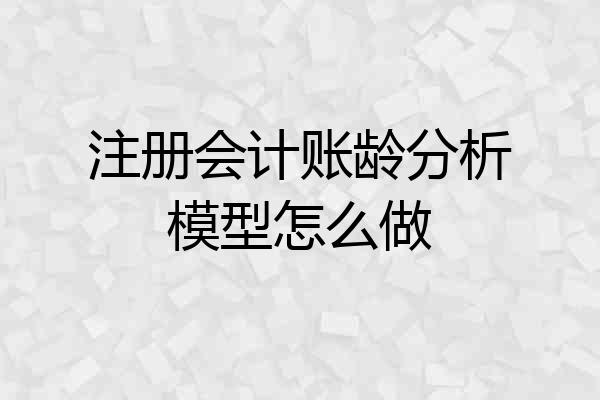 注册会计账龄分析模型怎么做