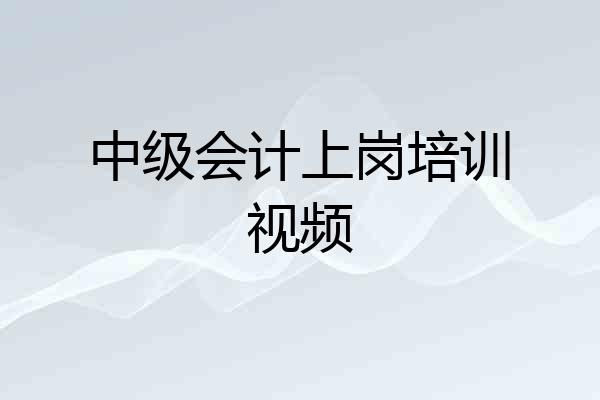 中级会计上岗培训视频