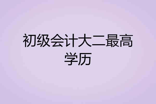 初级会计大二最高学历