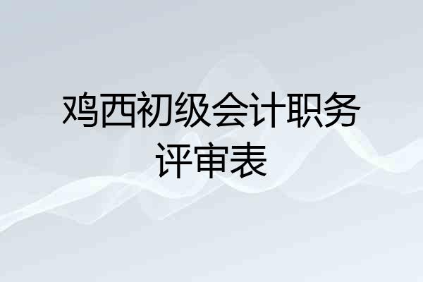 鸡西初级会计职务评审表