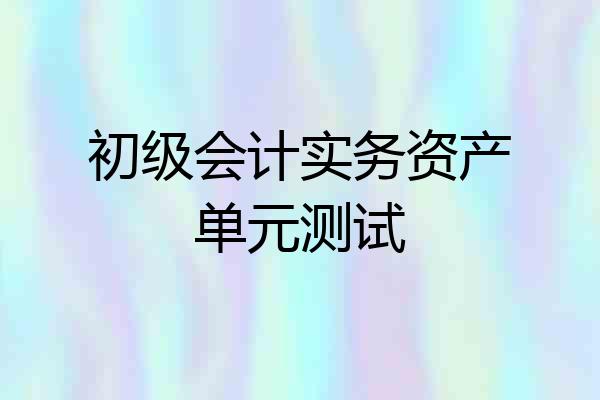 初级会计实务资产单元测试