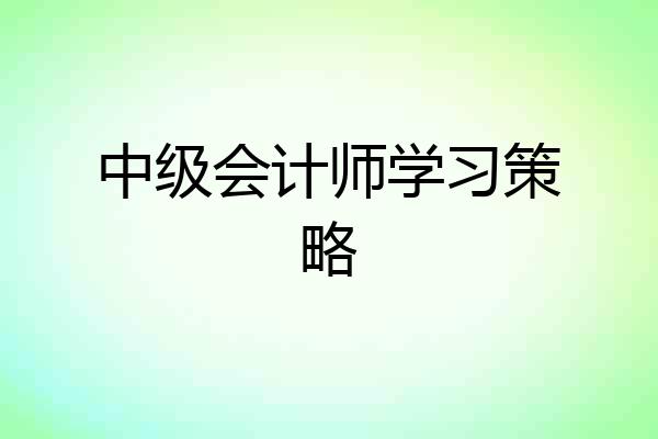 中级会计师学习策略