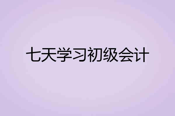 七天学习初级会计