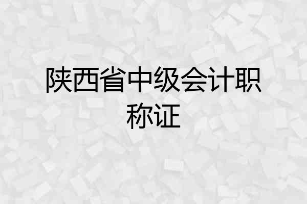 陕西省中级会计职称证