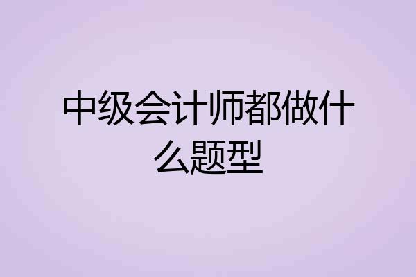 中级会计师都做什么题型