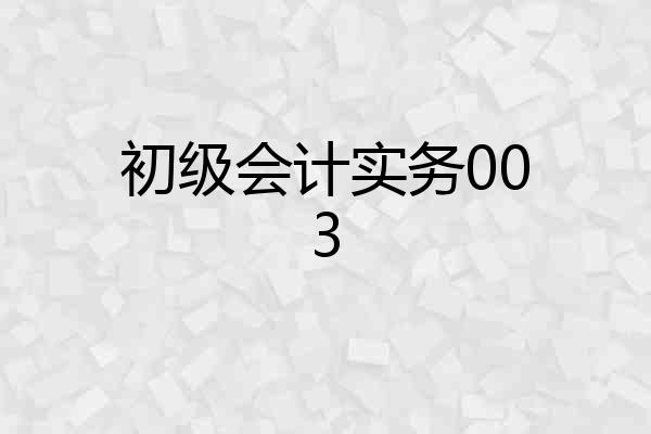 初级会计实务003