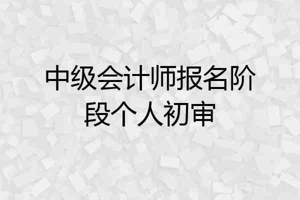 中级会计师报名阶段个人初审