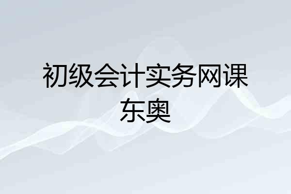 初级会计实务网课东奥