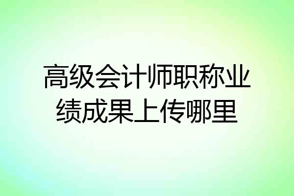 高级会计师职称业绩成果上传哪里