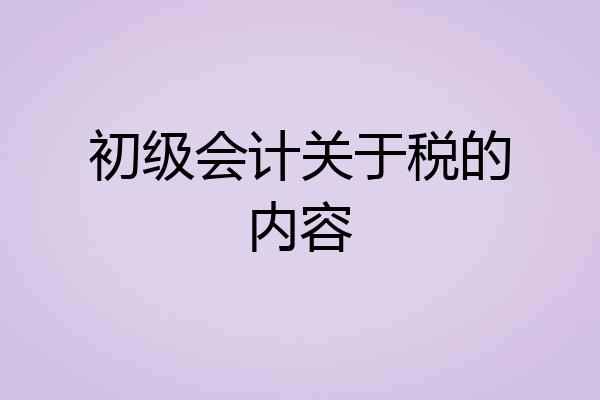 初级会计关于税的内容