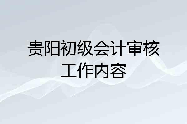 贵阳初级会计审核工作内容