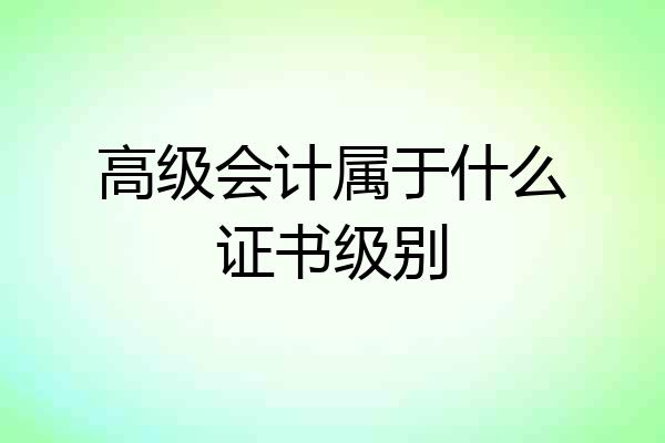 高级会计属于什么证书级别