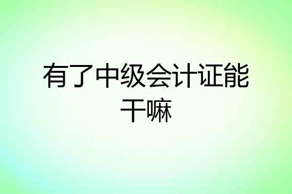 有了中级会计证能干嘛
