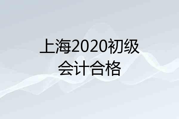 上海2020初级会计合格