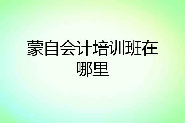 蒙自会计培训班在哪里