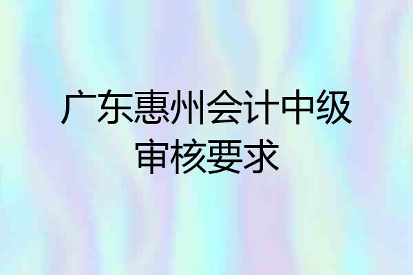 广东惠州会计中级审核要求
