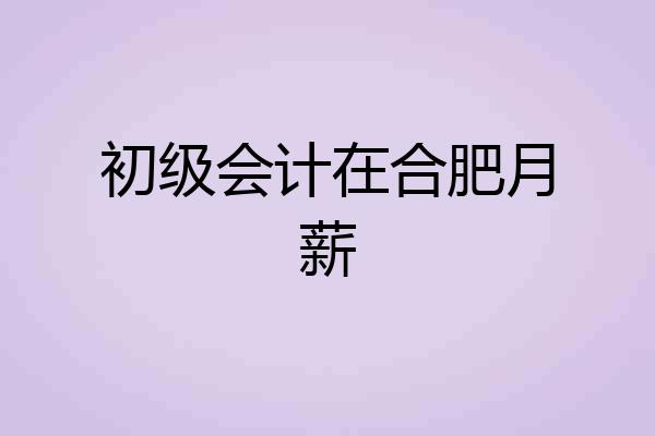 初级会计在合肥月薪