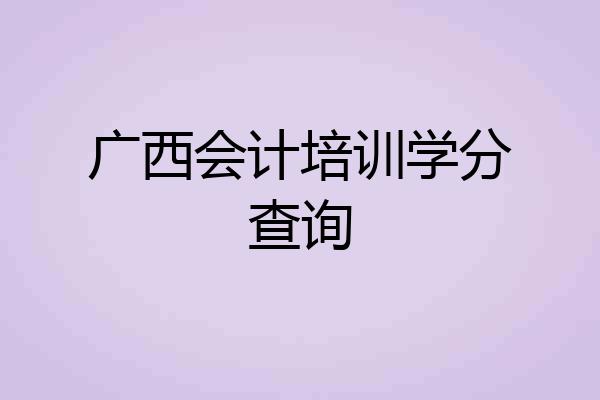 广西会计培训学分查询